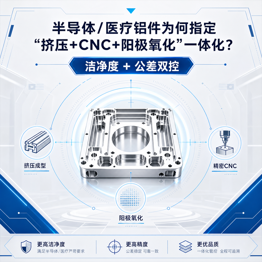 半导体/医疗铝件为何指定“挤压+CNC+阳极氧化”一体化？洁净度+公差双控