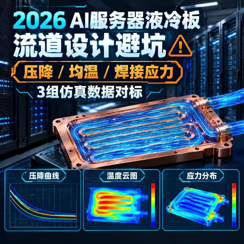 2026 AI服务器液冷板流道设计避坑：压降/均温/焊接应力3组仿真数据对标