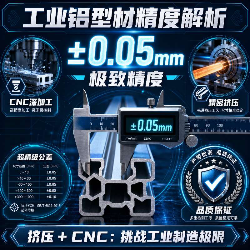 工业铝型材精度能达到多少？±0.05mm 是怎么做到的——挤压、CNC、公差等级一次讲透（2026）