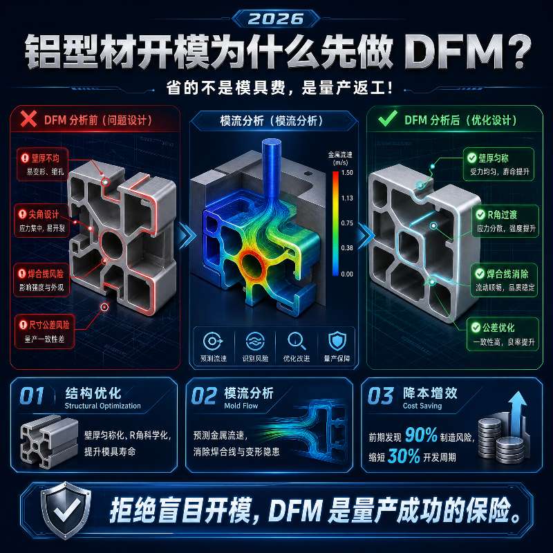 2026铝型材开模前为什么要先做DFM？省的不是模具费，是量产返工
