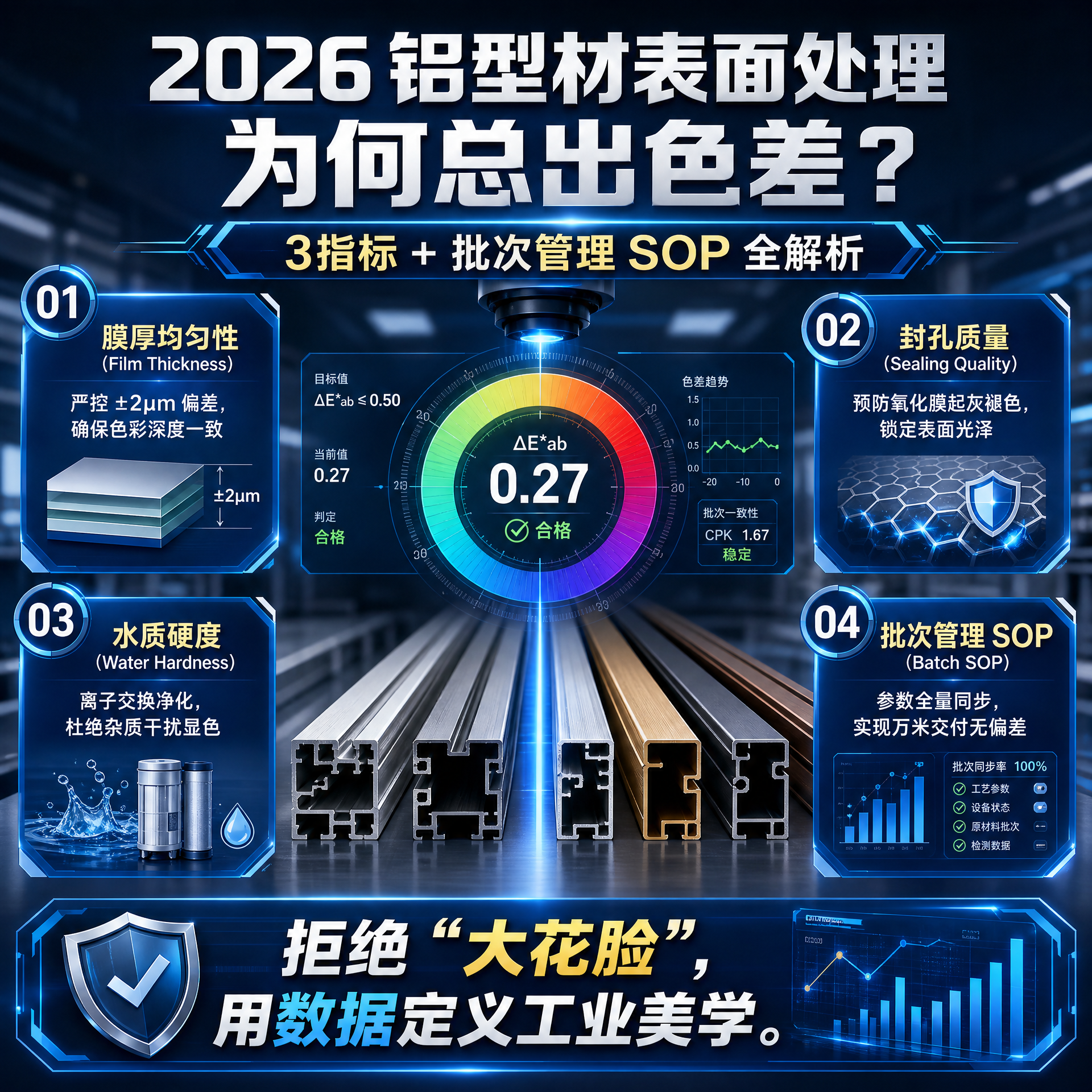 2026铝型材表面处理为何总出色差？膜厚／封孔／水质3硬指标＋批次管理SOP