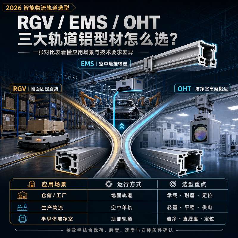 2026 RGV/EMS/OHT三大轨道铝型材怎么选？一张对比表看懂应用场景与技术要求差异