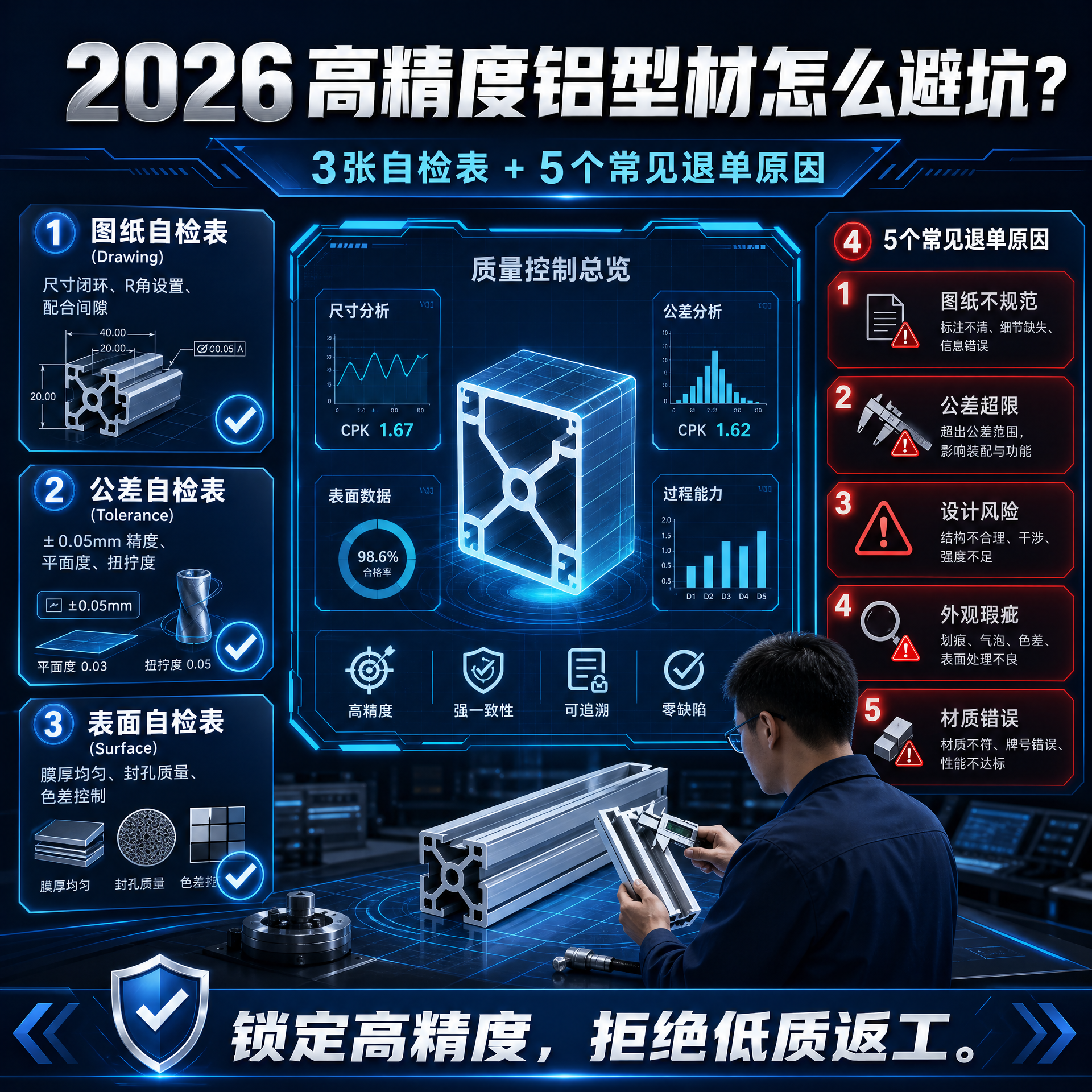 2026高精度铝型材定制怎么避坑?3张自检表+5个退单原因,不看就开模等于返工