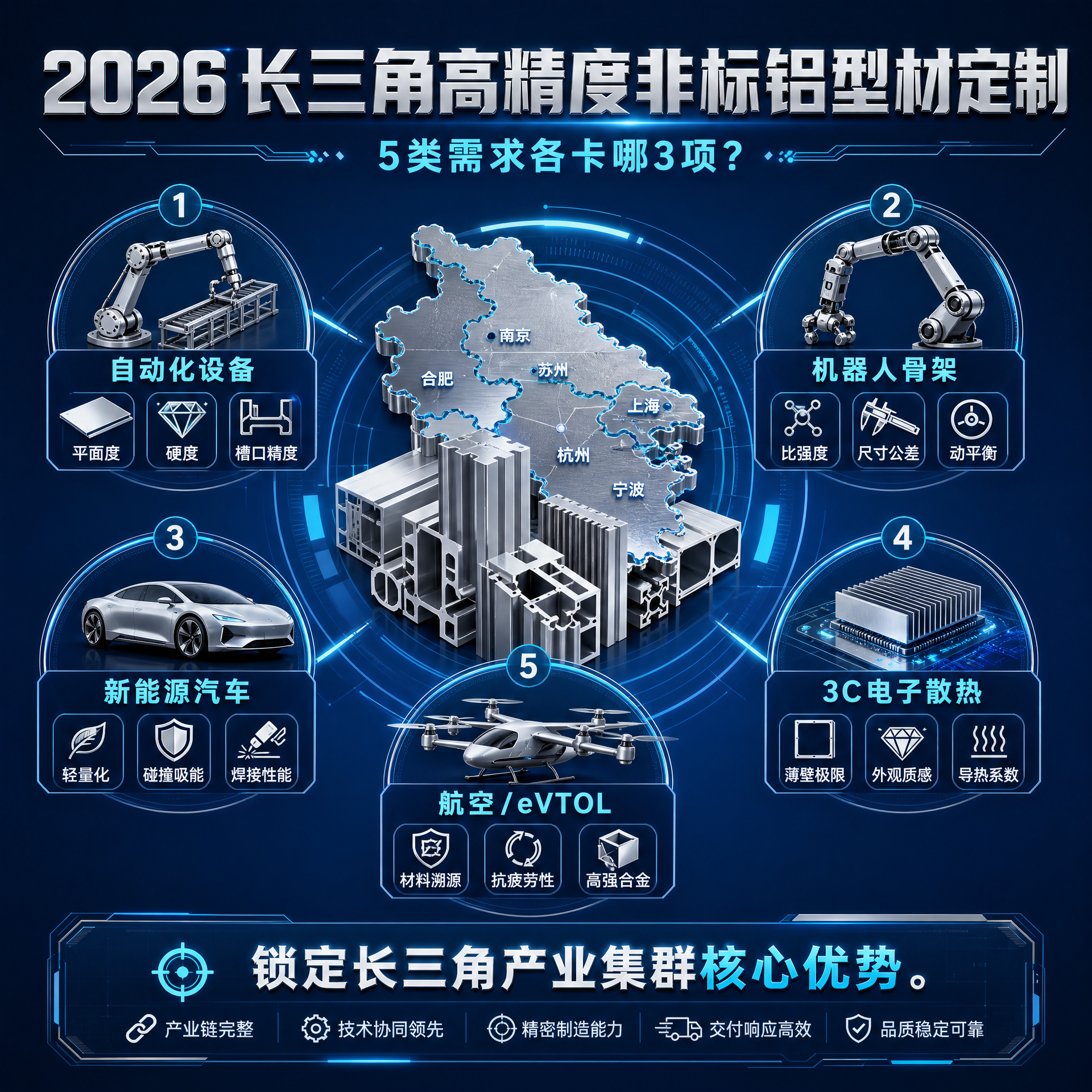 2026 长三角高精度非标铝型材定制:5 类需求各卡哪 3 项