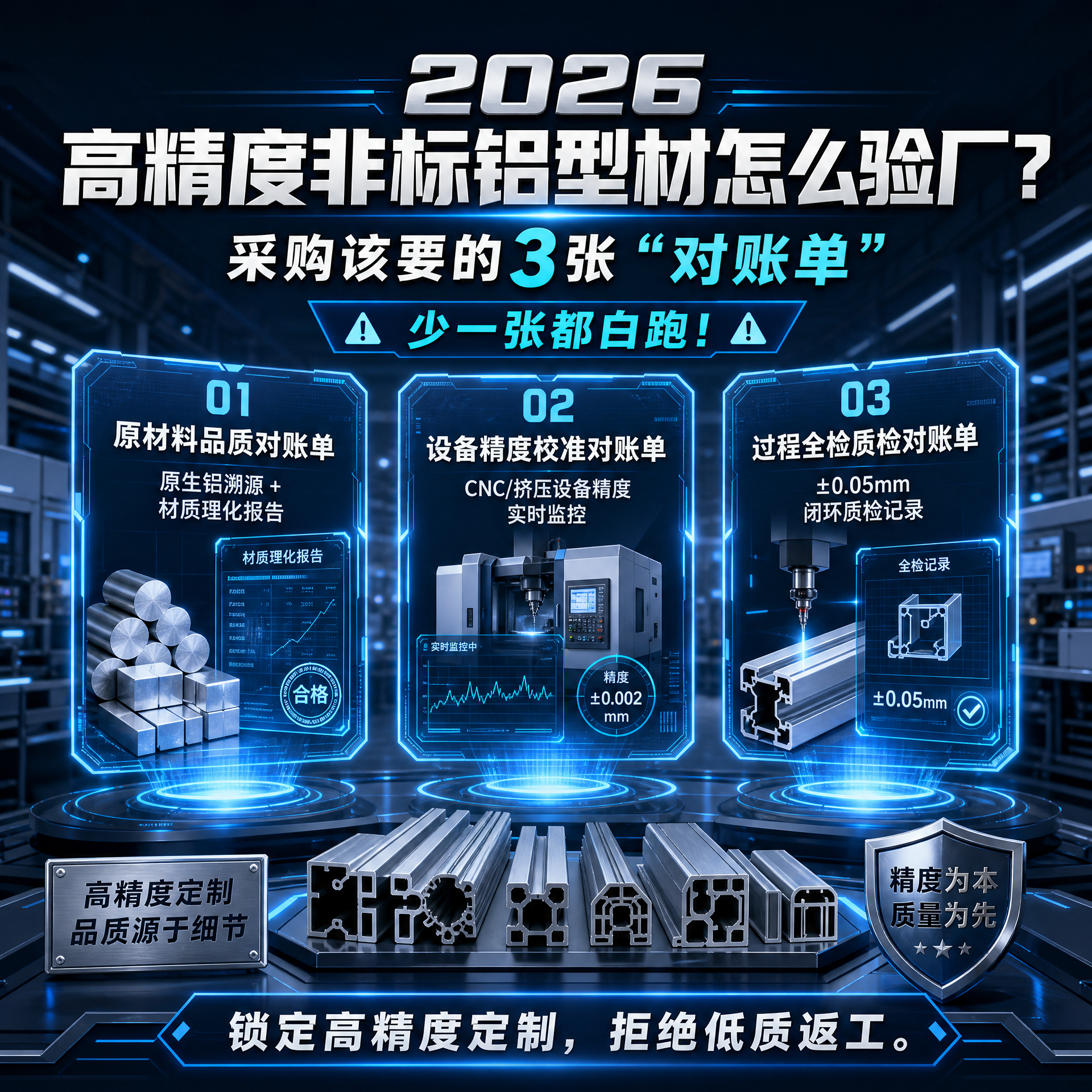 2026高精度非标铝型材怎么验厂?采购该要的3张“对账单”,少一张都白跑